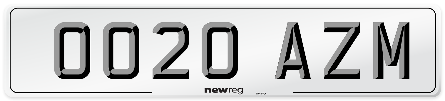 OO20 AZM Number Plate from New Reg